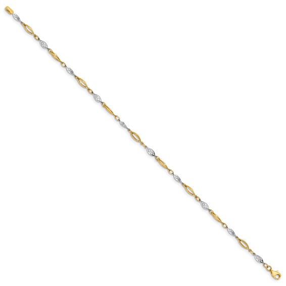 Leslie's 14K Two-tone Polished Fancy Link Anklet
