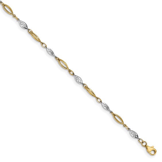 Leslie's 14K Two-tone Polished Fancy Link Anklet