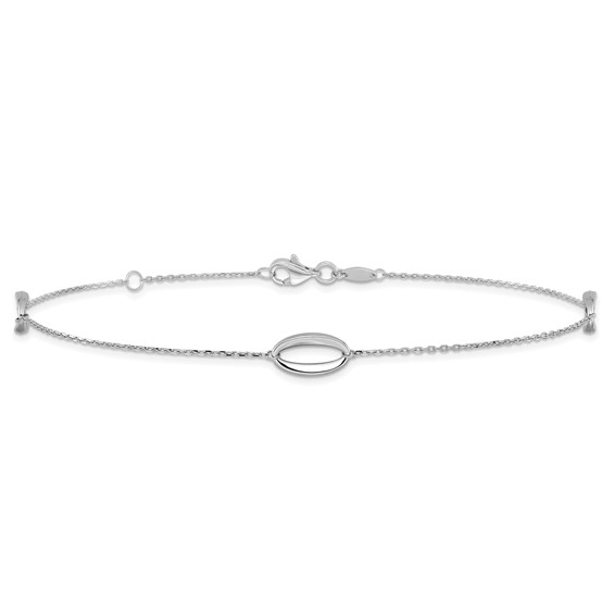 Leslie's 14K White Gold Ovals 3-Station 10 inch Plus 1 inch Extender - Total 11 inch Anklet