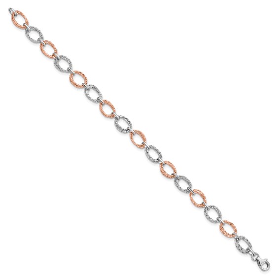 Leslie's 14K Two-tone Polished and Textured Bracelet