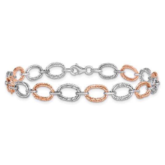 Leslie's 14K Two-tone Polished and Textured Bracelet