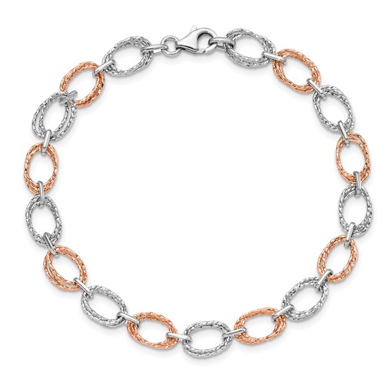 Leslie's 14K Two-tone Polished and Textured Bracelet