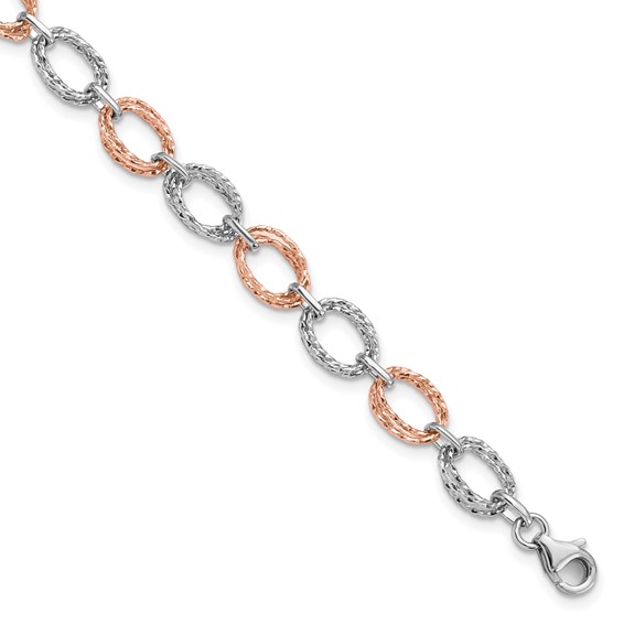 Leslie's 14K Two-tone Polished and Textured Bracelet