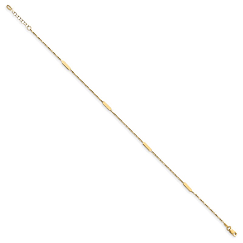 14K Polished w/1 in ext. Anklet