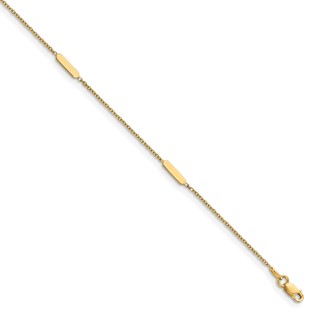 Leslie's 14K Bar 4-Station 10 inch Plus 1 inch Extender - Total 11 inch Anklet