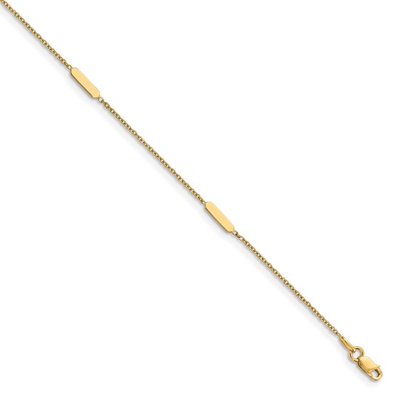 Leslie's 14K Bar 4-Station 10 inch Plus 1 inch Extender - Total 11 inch Anklet