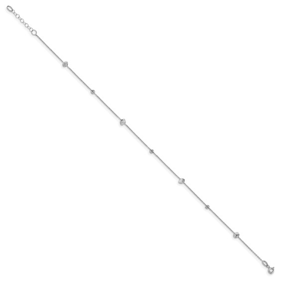 Leslie's 14K White Gold Polished D/C w/1 in ext. Anklet