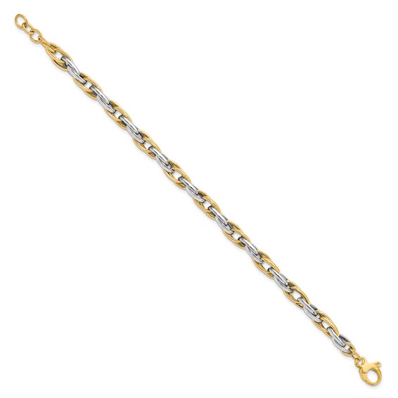 Leslie's 14K Two-tone Polished w/.5in ext. Bracelet