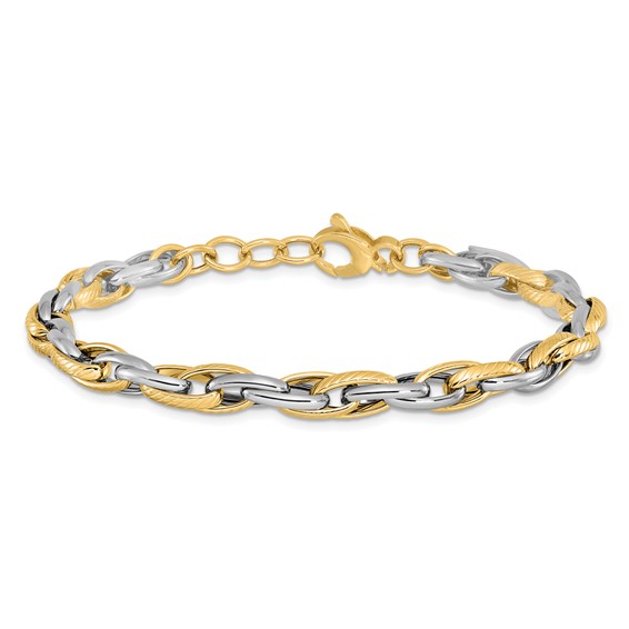 Leslie's 14K Two-tone Polished w/.5in ext. Bracelet