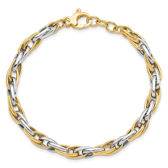 Leslie's 14K Two-tone Polished w/.5in ext. Bracelet