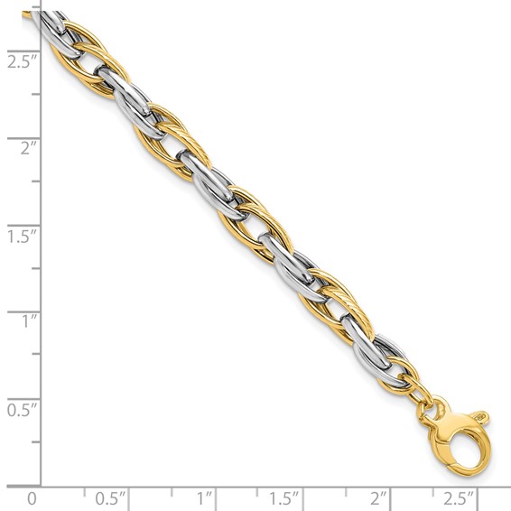 Leslie's 14K Two-tone Polished w/.5in ext. Bracelet