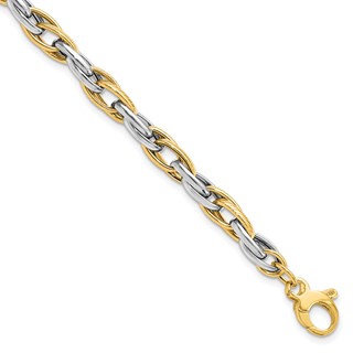 Leslie's 14K Two-tone Polished w/.5in ext. Bracelet