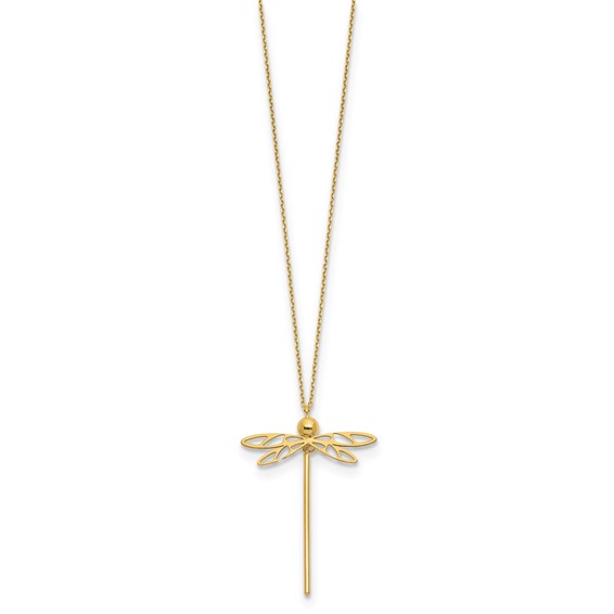 Leslie's 14K Polished Dragonfly w/2 in ext. Necklace