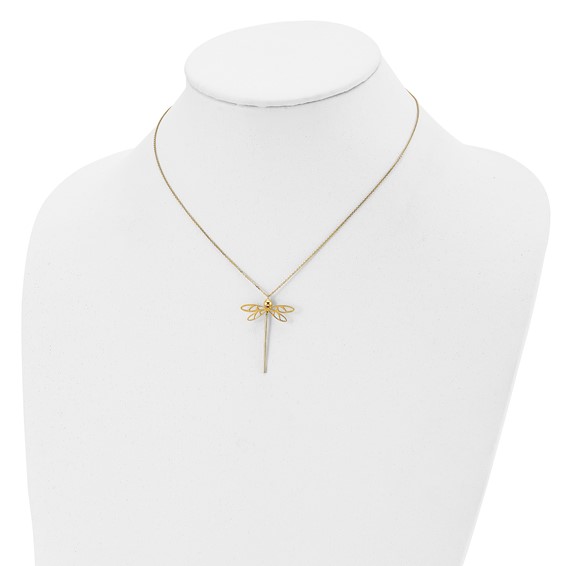 Leslie's 14K Polished Dragonfly w/2 in ext. Necklace