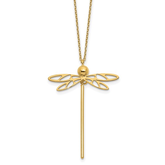 Leslie's 14K Polished Dragonfly w/2 in ext. Necklace
