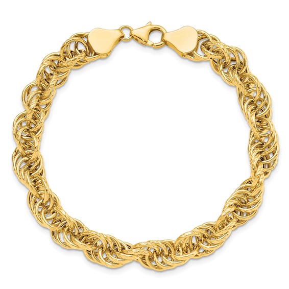 Leslie's 14K Polished Textured Fancy Link Bracelet
