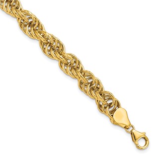 Leslie's 14K Polished Textured Fancy Link Bracelet