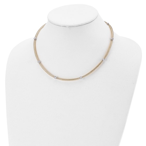 Leslie's 14K with Rhodium Polished D/C Mesh Necklace