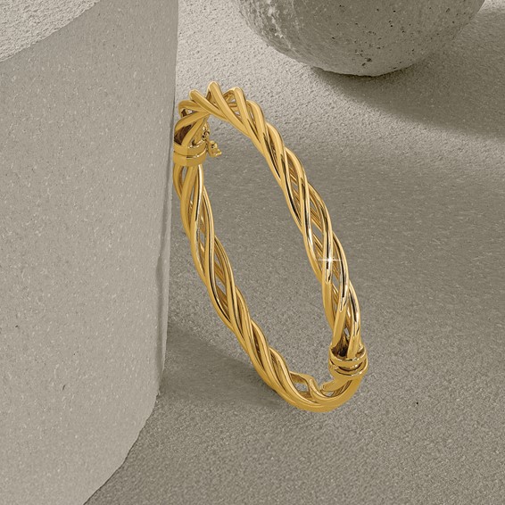 Leslie's 14K Polished Twisted Hinged Bangle