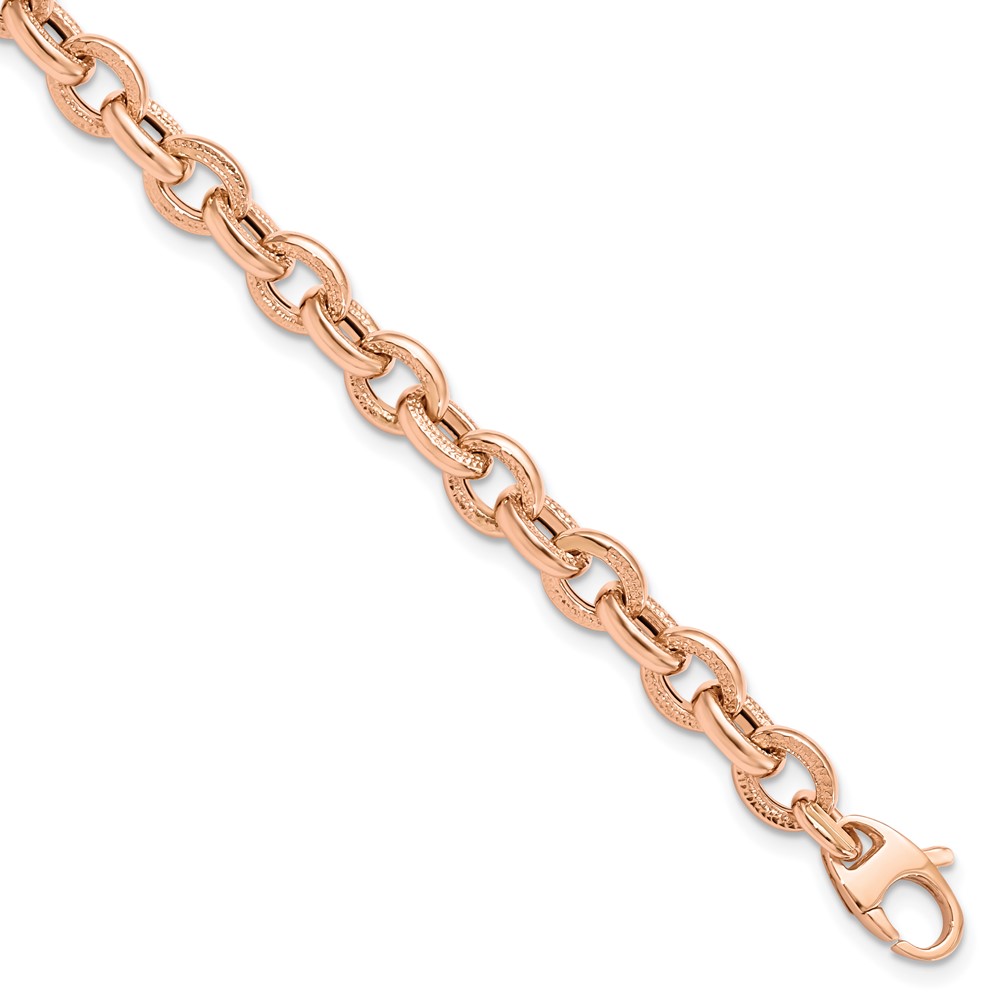 Leslie's 14K Rose Gold Textured Link BraceletLF1294R-7.5