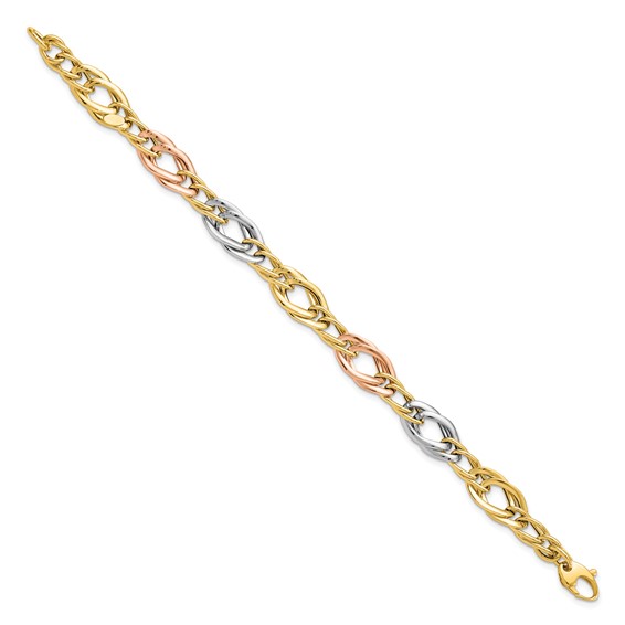 Leslie's 14K Tri-Color Polished Link Bracelet