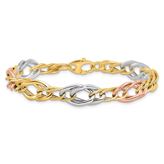 Leslie's 14K Tri-Color Polished Link Bracelet