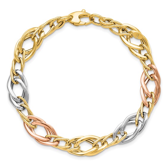Leslie's 14K Tri-Color Polished Link Bracelet