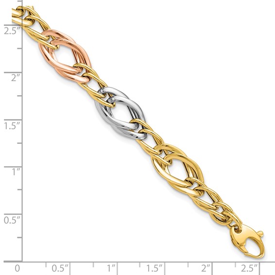 Leslie's 14K Tri-Color Polished Link Bracelet