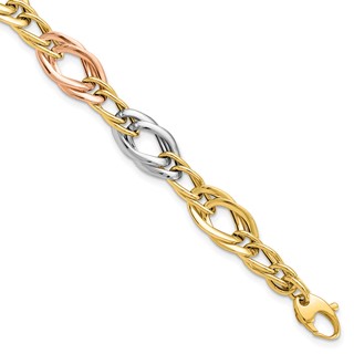 Leslie's 14K Tri-Color Polished Link Bracelet