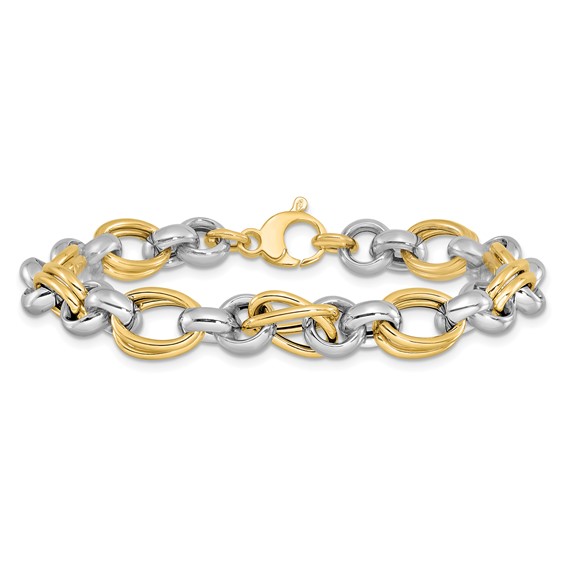 Leslie's 14K Two-tone Polished Link Bracelet