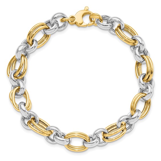 Leslie's 14K Two-tone Polished Link Bracelet