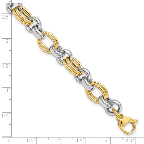 Leslie's 14K Two-tone Polished Link Bracelet