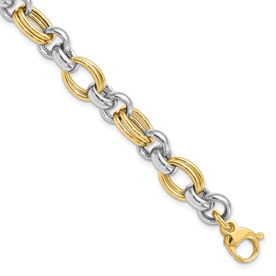 Leslie's 14K Two-tone Polished Link Bracelet