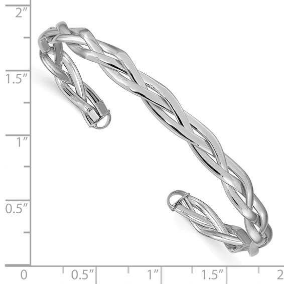 Leslie's 14K with White Rhodium Polished Braided Cuff Bangle