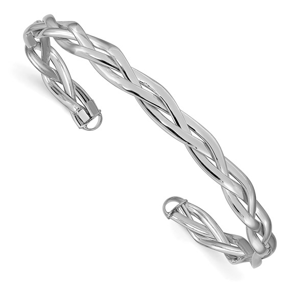 Leslie's 14K with White Rhodium Polished Braided Cuff Bangle
