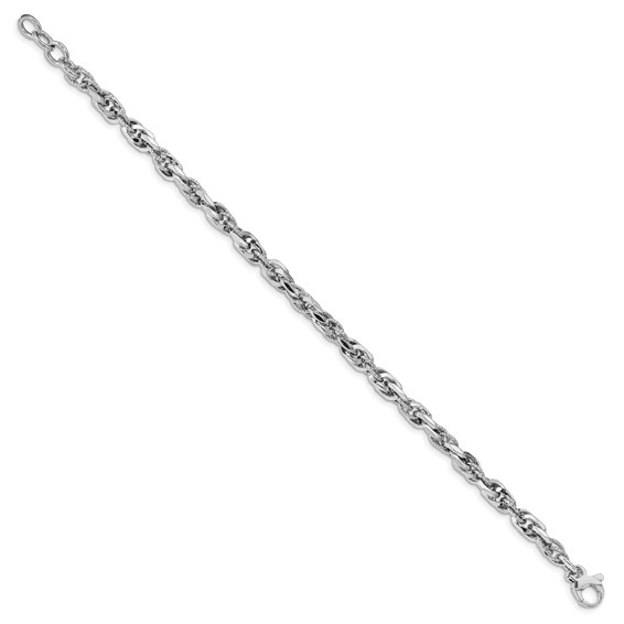 Leslie's 14k White Gold D/C Polished Link w/.5 Bracelet
