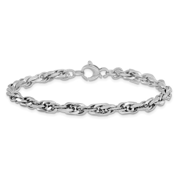 Leslie's 14k White Gold D/C Polished Link w/.5 Bracelet