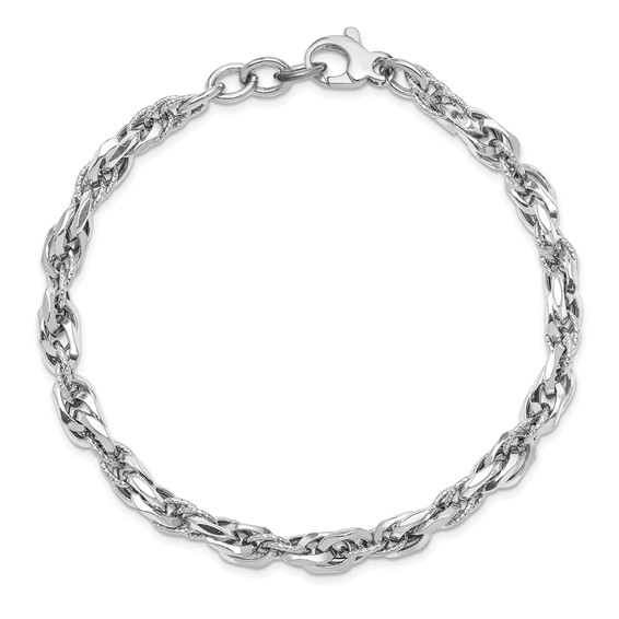 Leslie's 14k White Gold D/C Polished Link w/.5 Bracelet