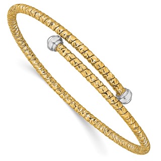 Leslie's 14k Two-tone Polished D/C Flexible Bangle Bracelet