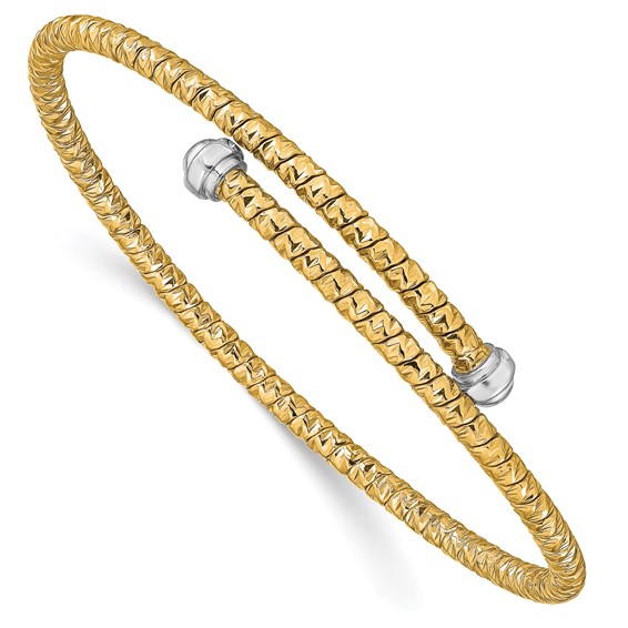 Leslie's 14k Two-tone Polished D/C Flexible Bangle Bracelet