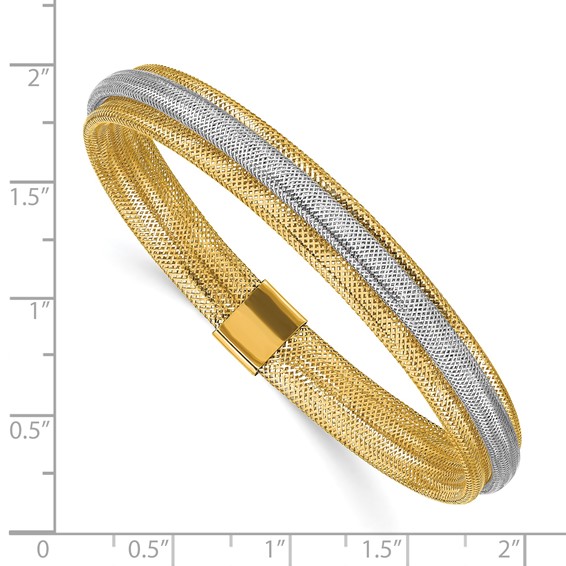 Leslie's 14K w/Rhodium Polished Mesh Stretch Bracelet