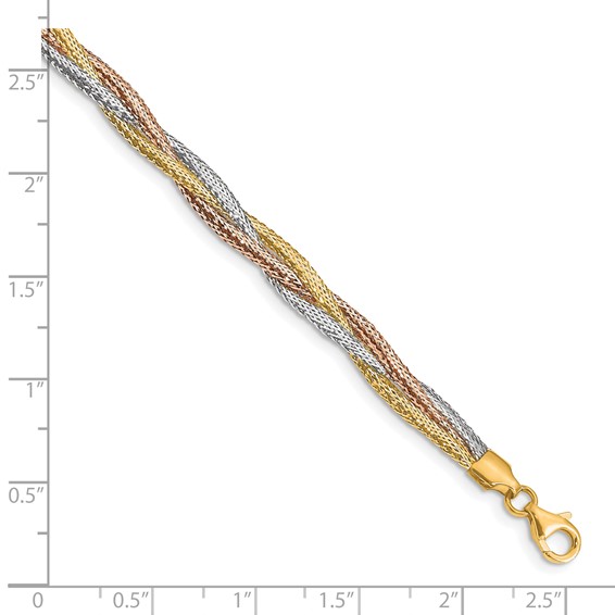 Leslie's 14k w/ Wht Rhodium and Rose Gold-plating Stretch Bracelet