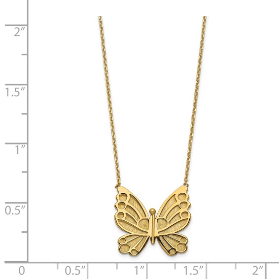 Leslie's 14k Polished and Brushed Butterfly w/ 2in ext Necklace