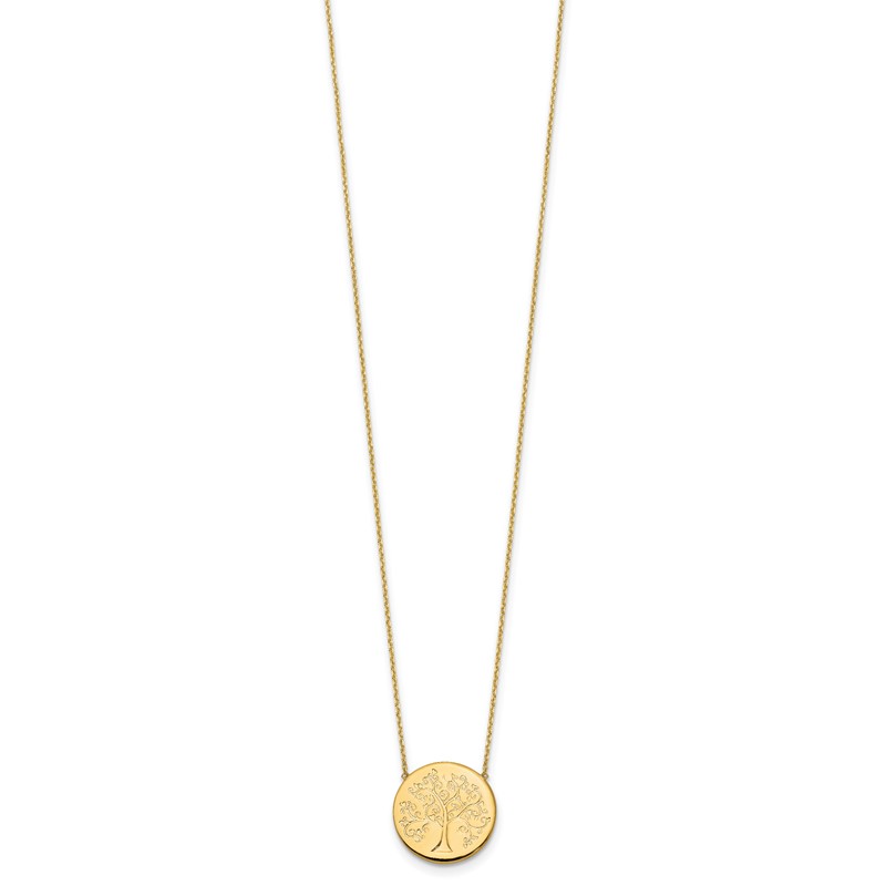 14k Polished Tree of Life Necklace