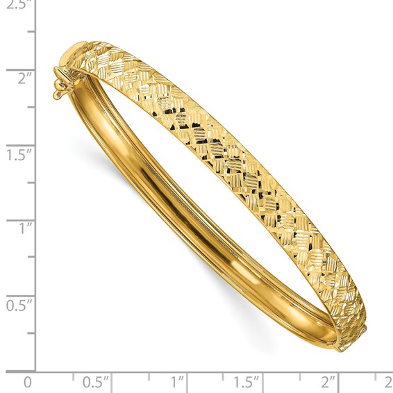 Leslie's 14k Polished and Diamond-cut Hinged Bangle