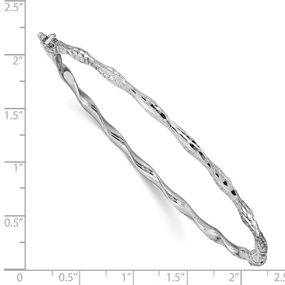 Leslie's 14k White Gold Polished D/C Twisted Hinged Bangle