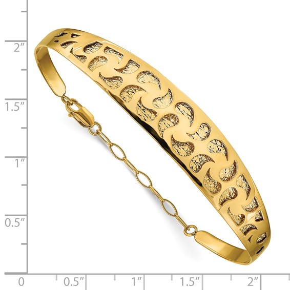 Leslie's 14k Polished D/C w/ Safety Chain Bangle