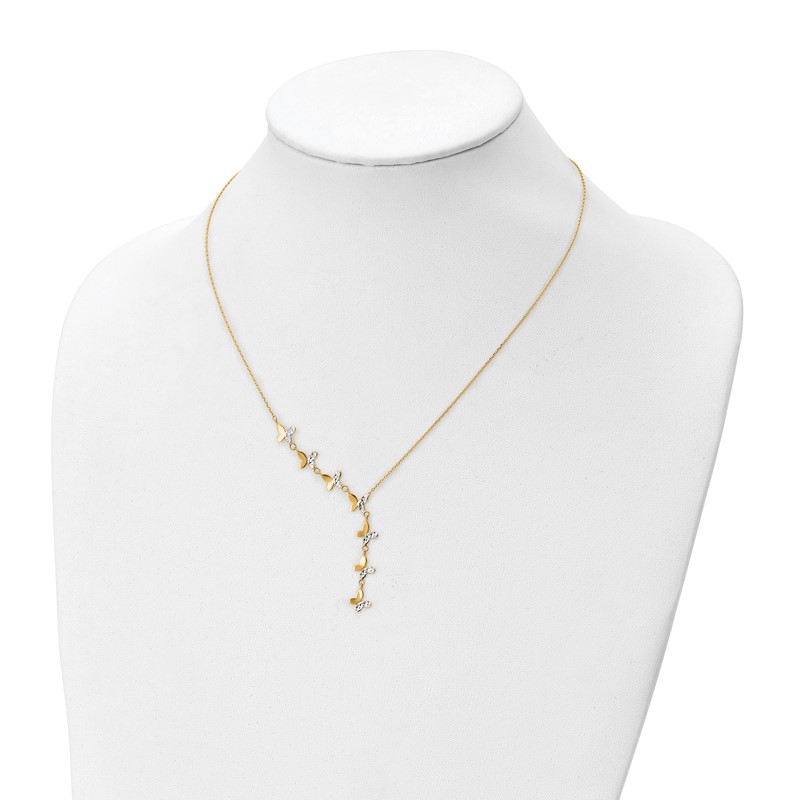 14K Rhodium-plated Polished D/C Butterfly Necklace