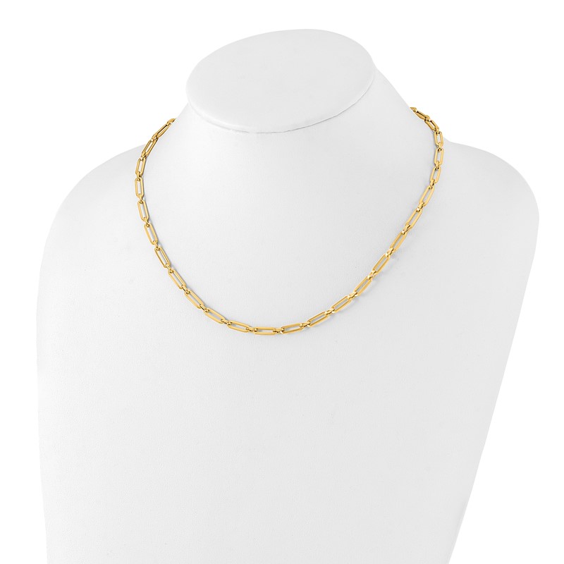 14K Polished Flat Oval Link Necklace