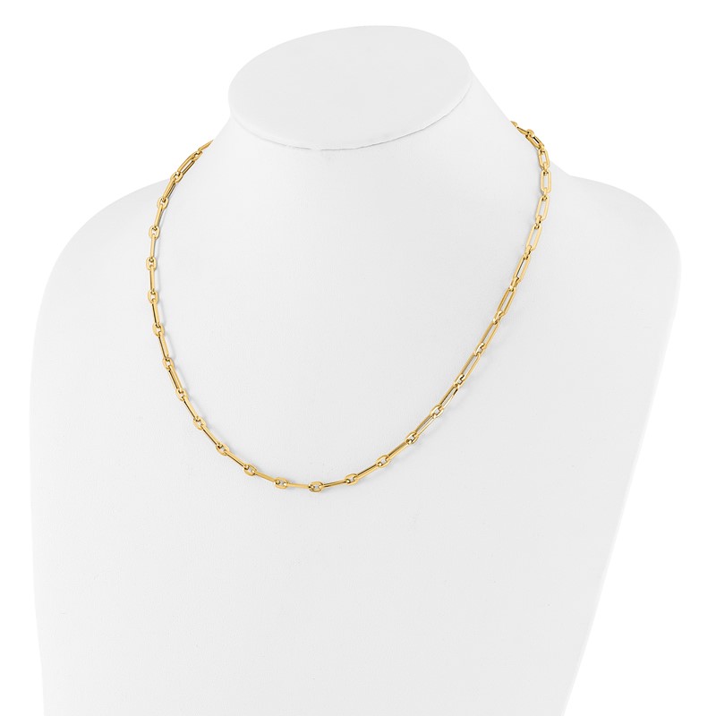 14K Polished Flat Oval Link Necklace